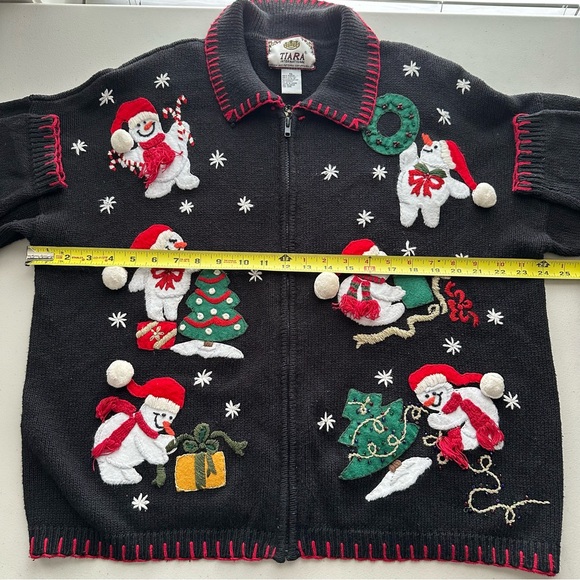 TIARA Vintage Festive Christmas Holiday Knit Cardigan Sweater Women’s Size XL - Picture 9 of 10